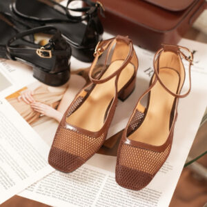 Giày lưới phối da Rosaline 4cm  Model 400046
